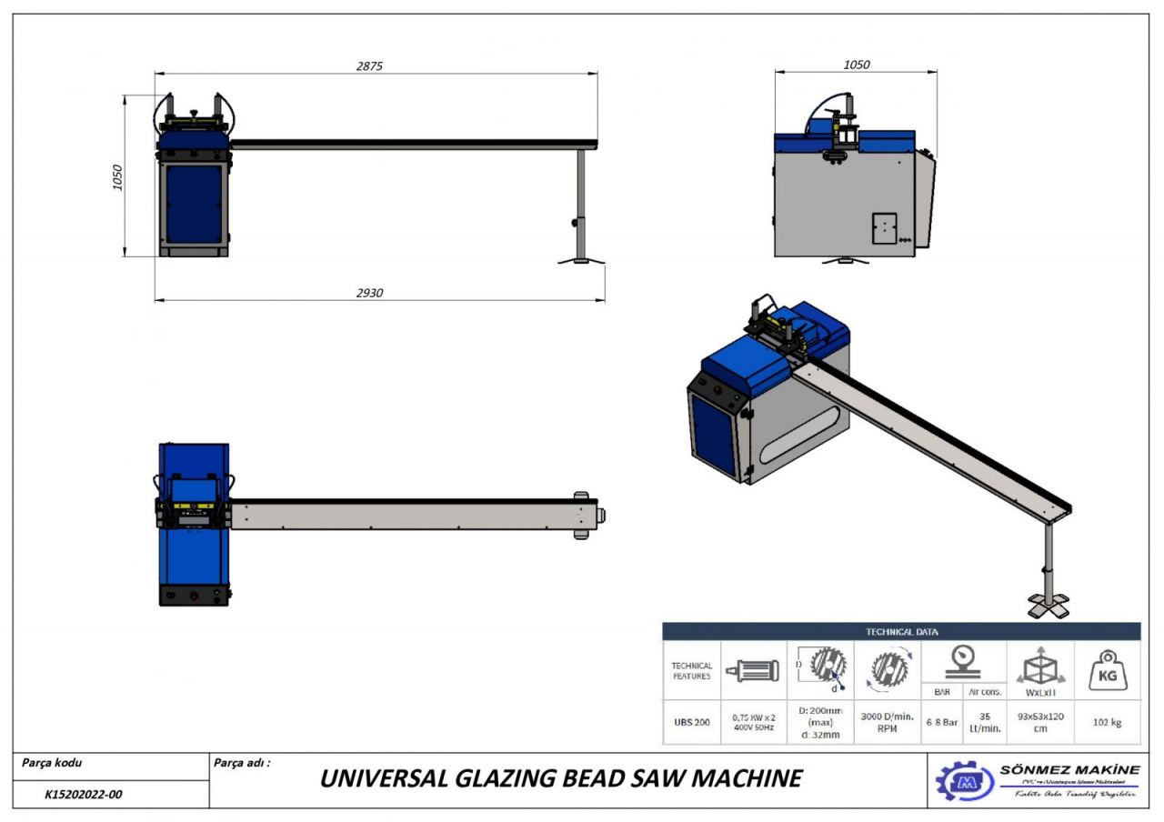 AUTOMATIC PVC GLAZING BLADE SAW UBS-200 UBS-200