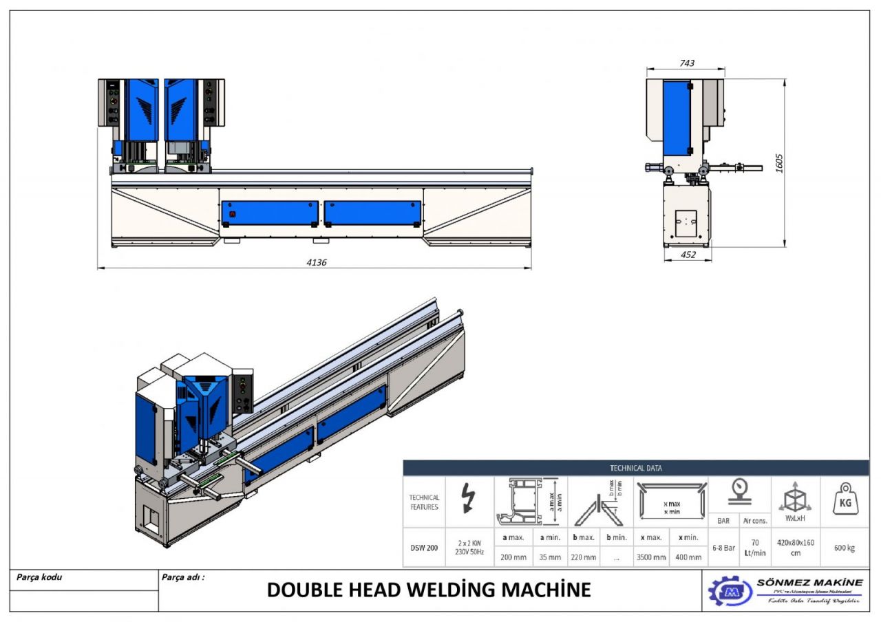 Double Head Welding Machine (for 200mm Profile) DSW-200 DSW-200